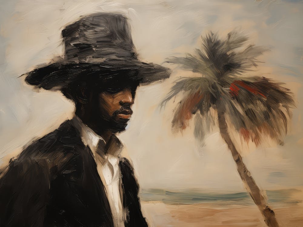 Moody Island Man Painting