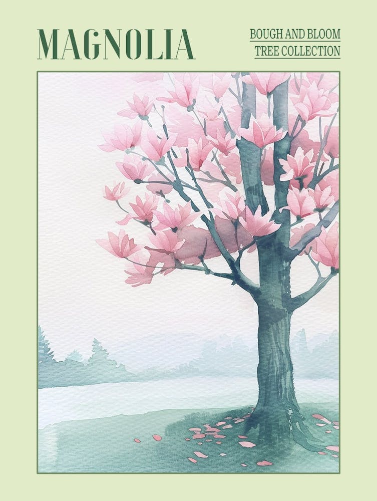 Magnolienbaum Atmosphärisches Aquarellgemälde 4 Poster