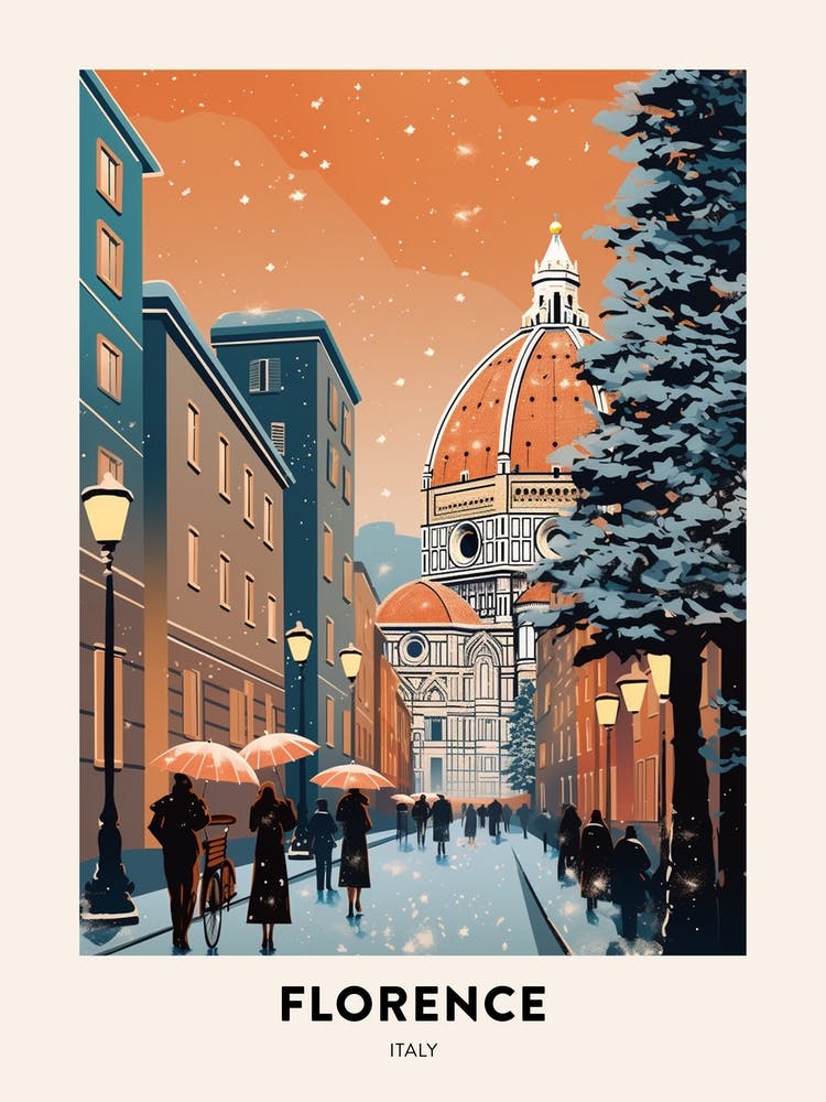 Winter Night  Travel Poster Florence Italy 3