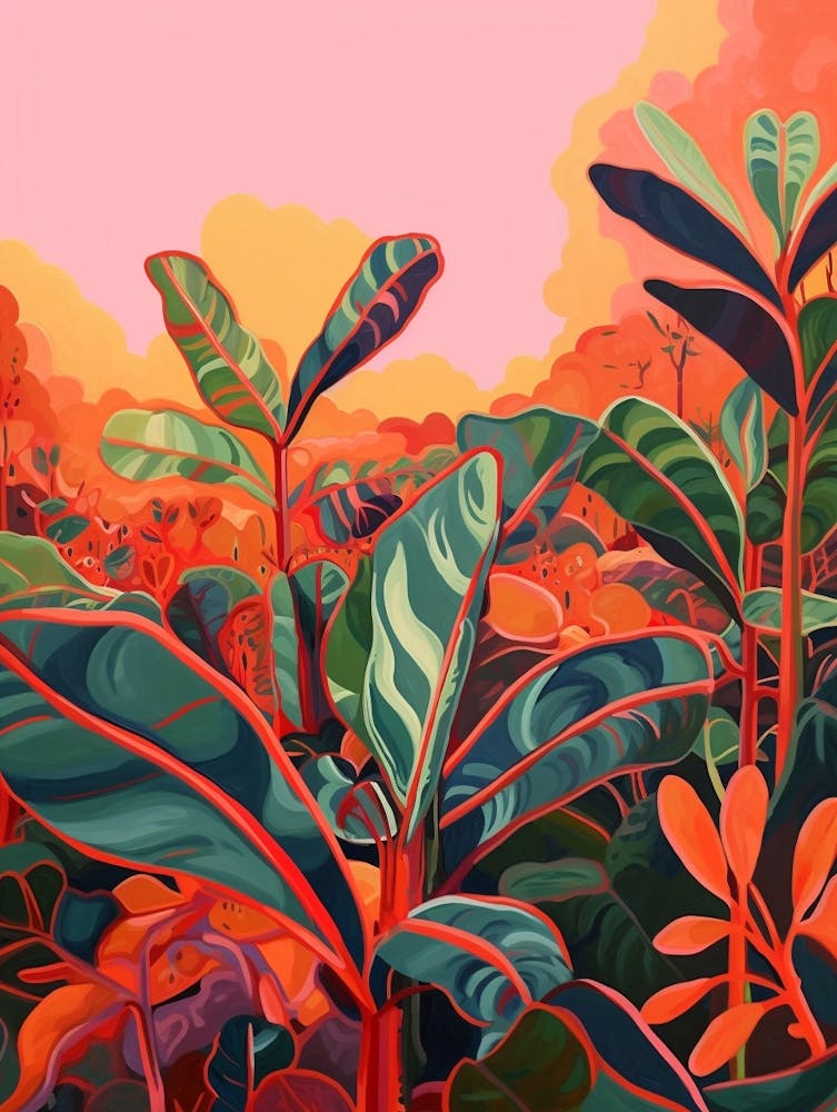 Boho Plant Painting Croton 2