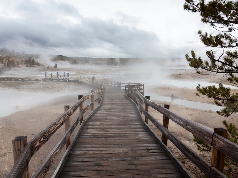 Wooden Walkway Hot Spring
