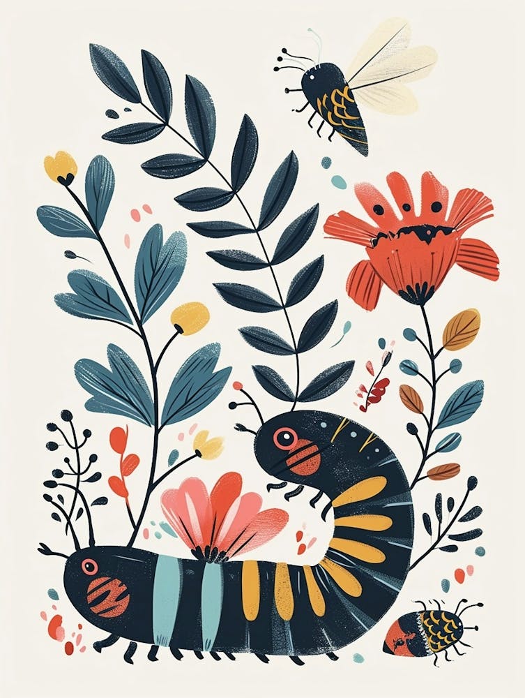 Colourful Insect Illustration Catepillar 3