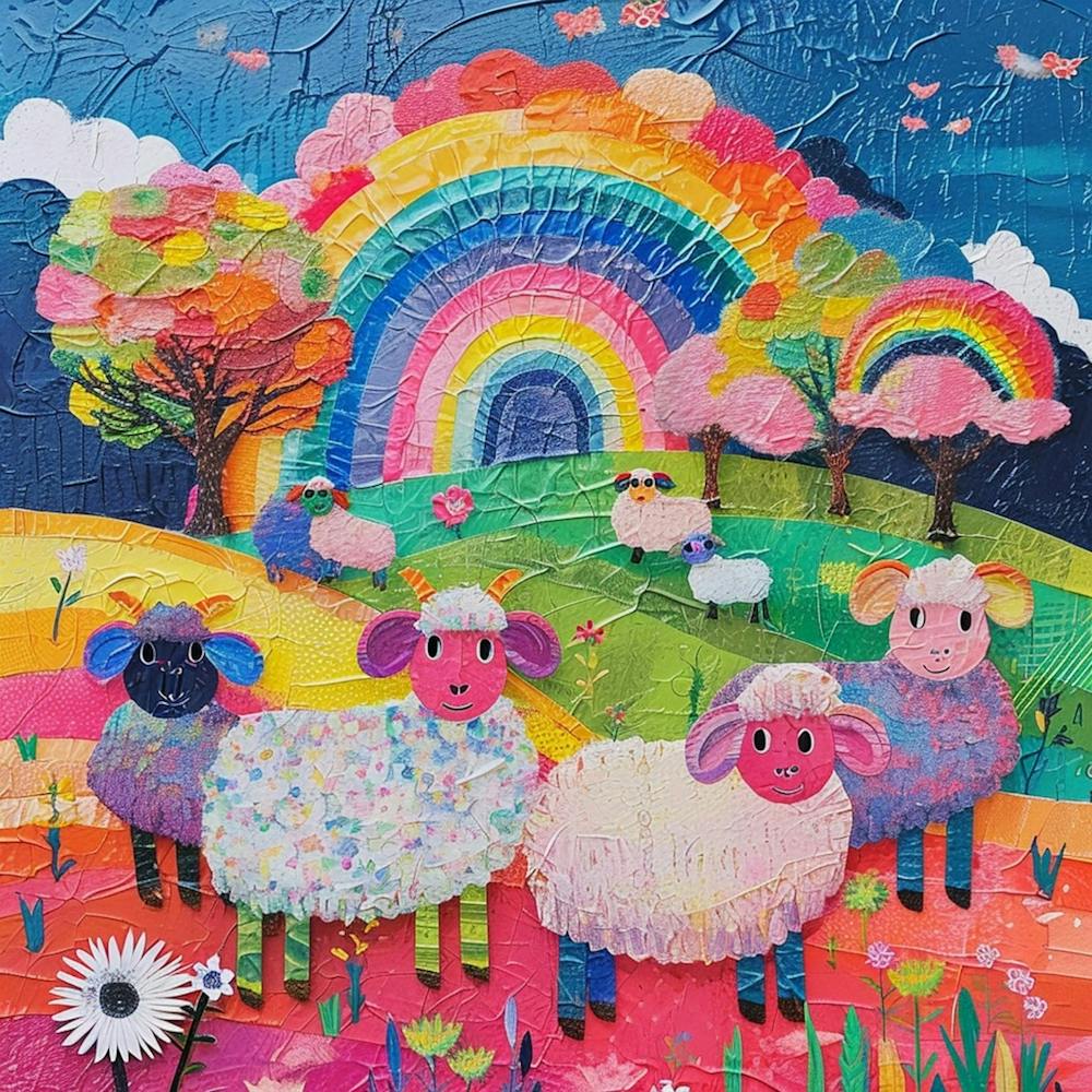 Rainbow Kitsch Cartoon Collage