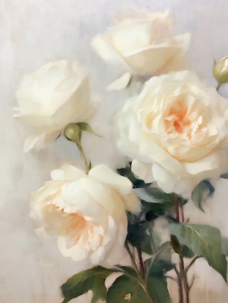 Neutral Flowers Oil Painting, Vintage Rose Print, Antique Flowers Painting, Muted Floral Botanical Print, Vintage Floral Decor, Printable