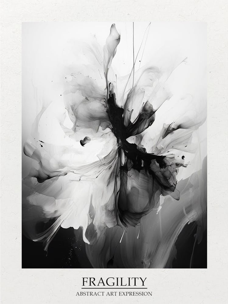 Fragility Abstract Black And White 4 Poster