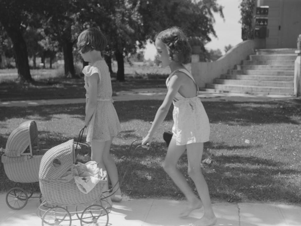 Untitled Photo, Possibly Related To Little Girls With Their Dolls And Buggies