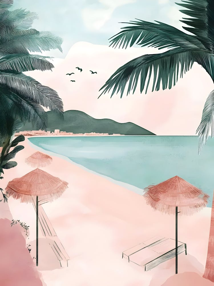 Watercolor Of A Beach 4