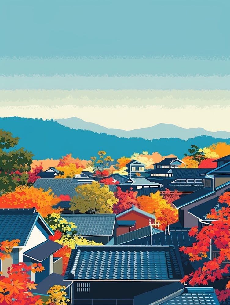 Matsumoto Japan 4 Farbenfrohe Illustration