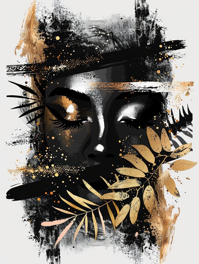 Gold And Black Abstract Painting 13