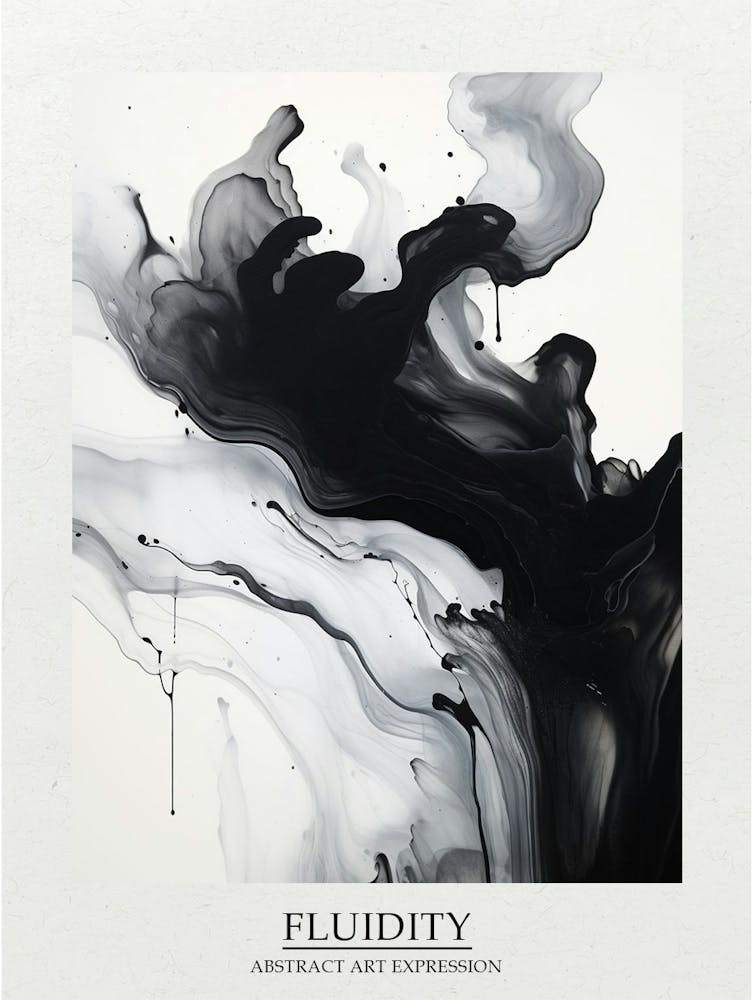 Fluidity Abstract Black And White 2 Poster