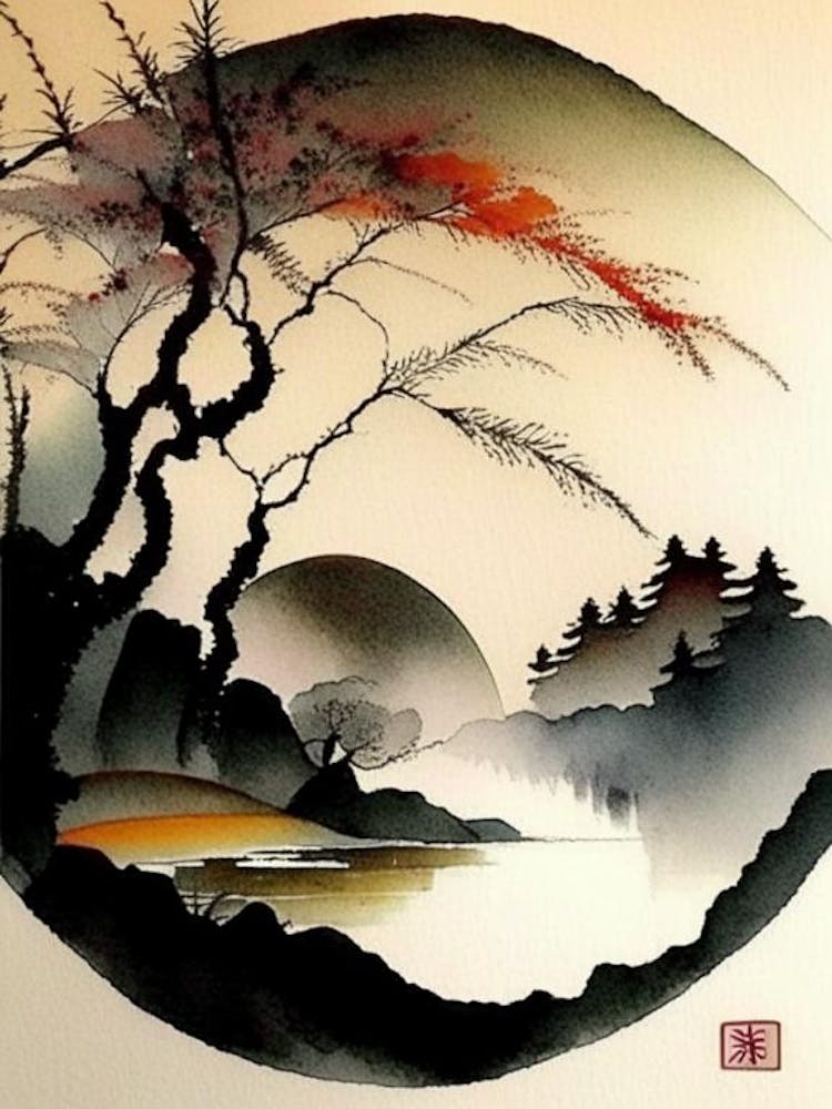 Landscapes 2 Yin And Yang Japanese Ink