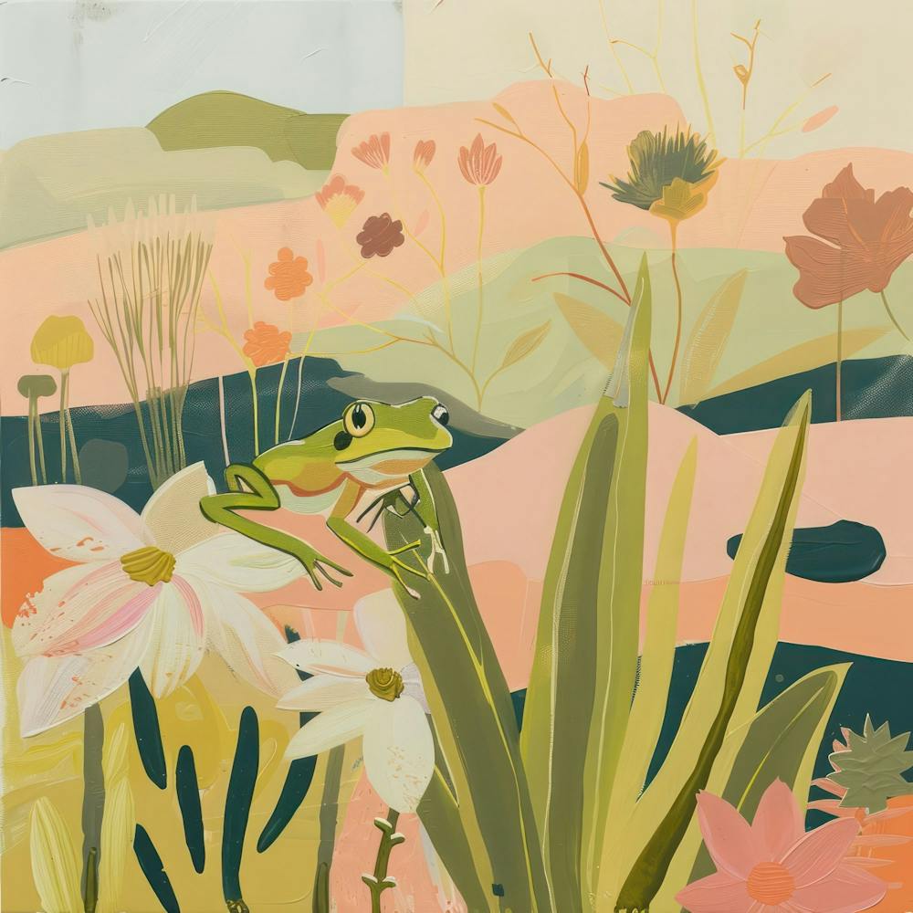 Tropical Frogs Pastel Illustration 2