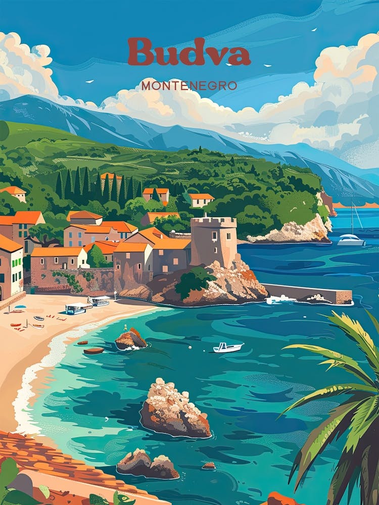 Budva Montenegro Seaside Travel Art
