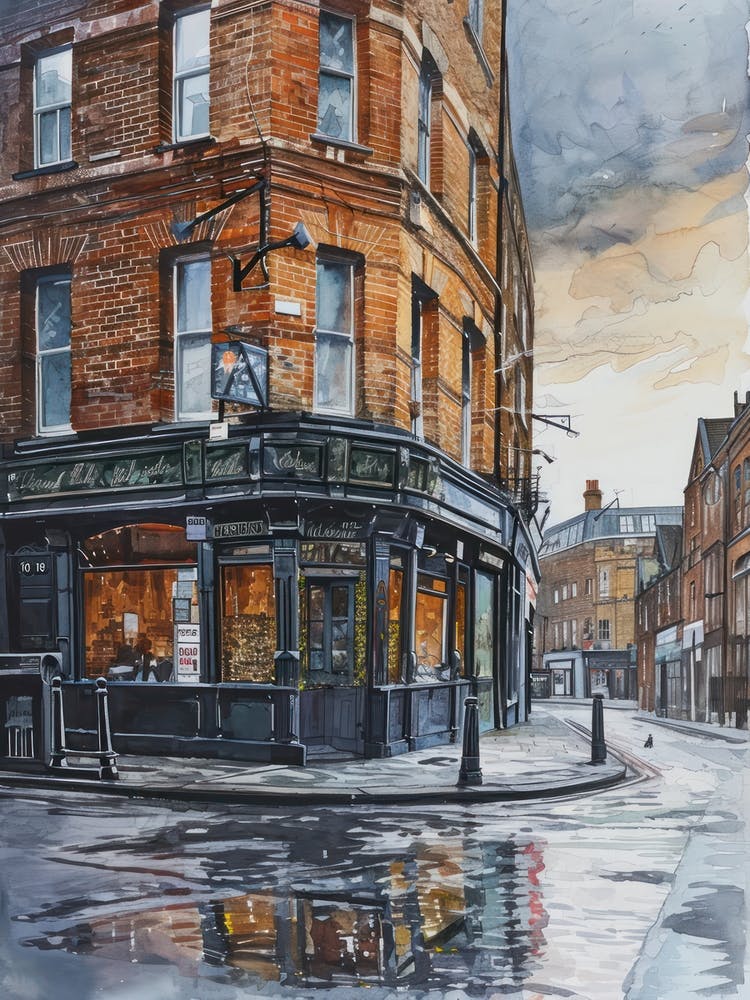 Tower Hamlets London Borough   Street Watercolour 1