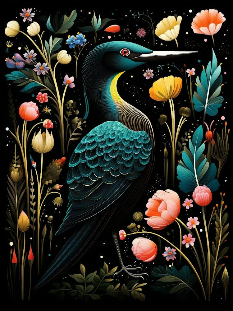 Folk Bird Illustration Common Loon 2