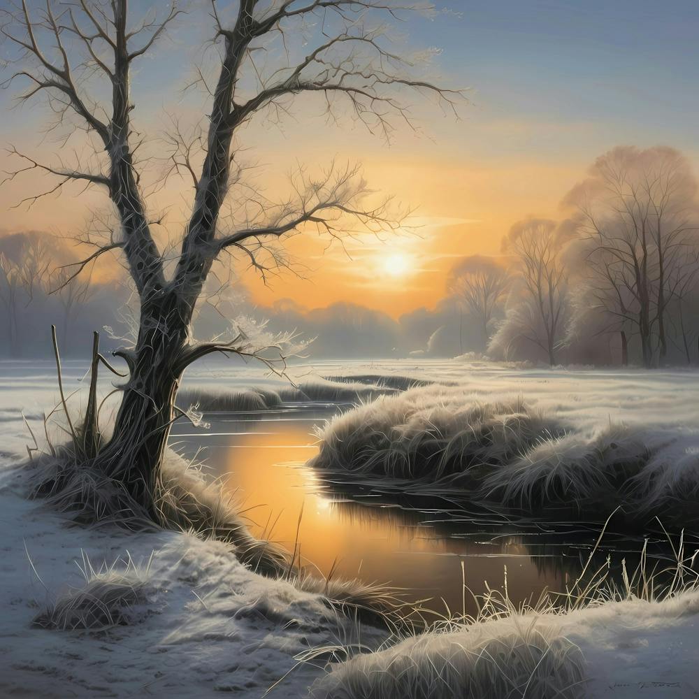 Coucher de soleil givré