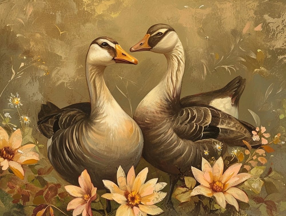 Floral Animal Illustration Goose 4