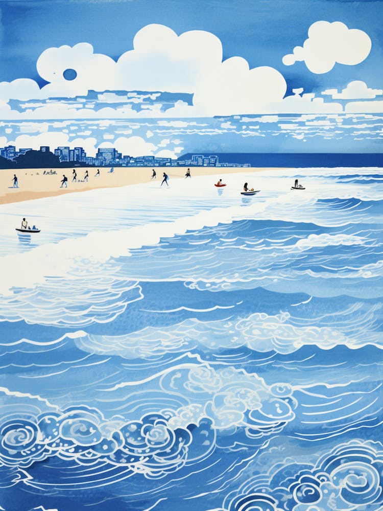 Bournemouth Beach Dorset Printmaking Style 1