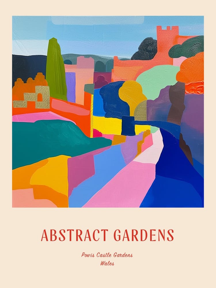 Colourful Gardens Powis Castle Gardens Wales 5 Red Poster