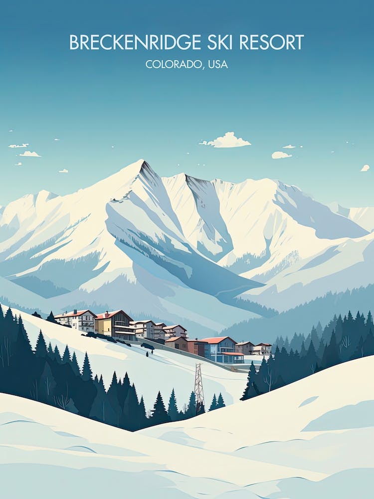 Poster de Breckenridge Ski Resort Colorado, Usa, Illustration de station de ski 1