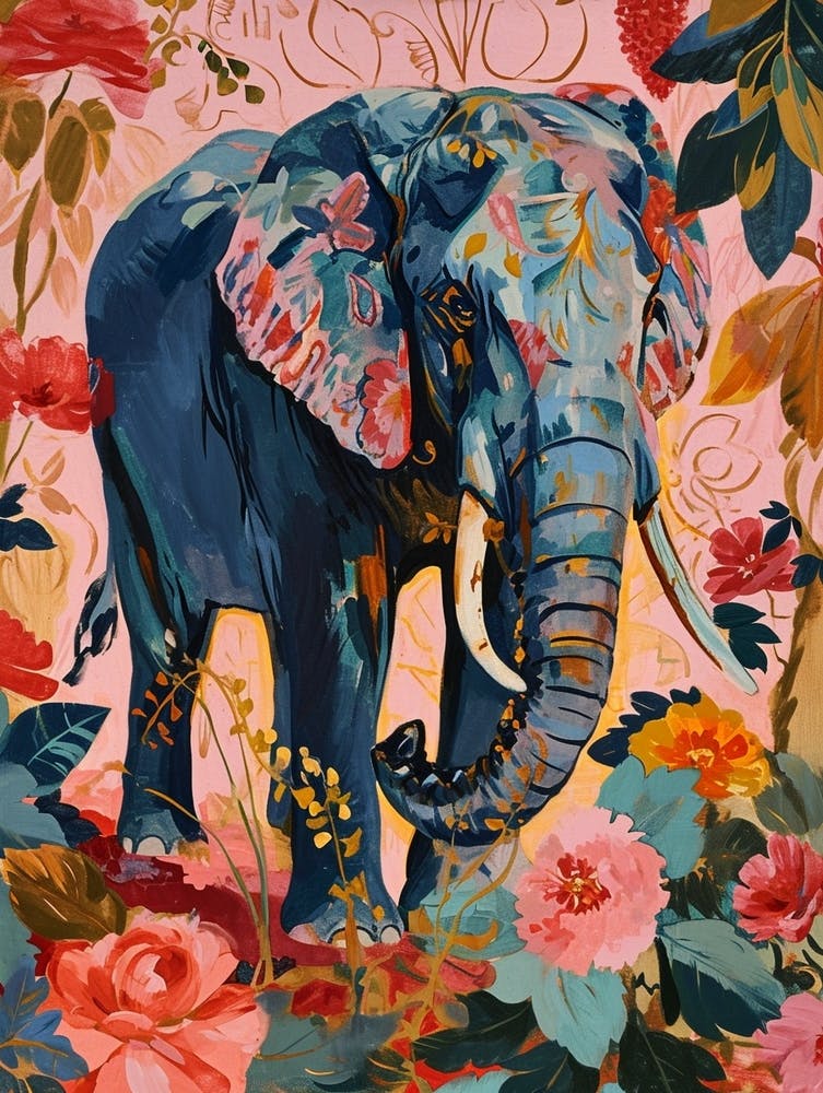 Floral Animal Painting Elephant 4