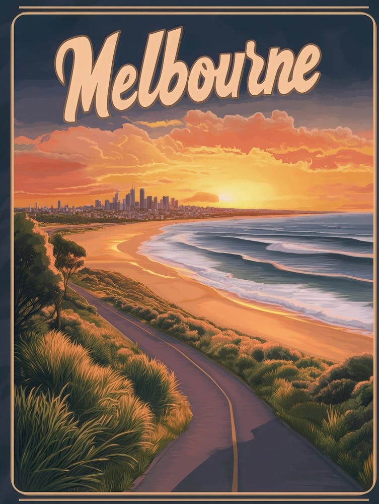 Aihrgdesign A Mid Century Modern Travel Poster For Melbourne