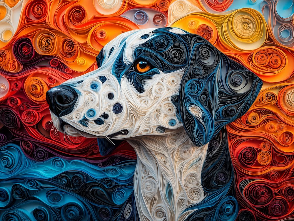Dalmatian Paper Quilling Dog Portrait II