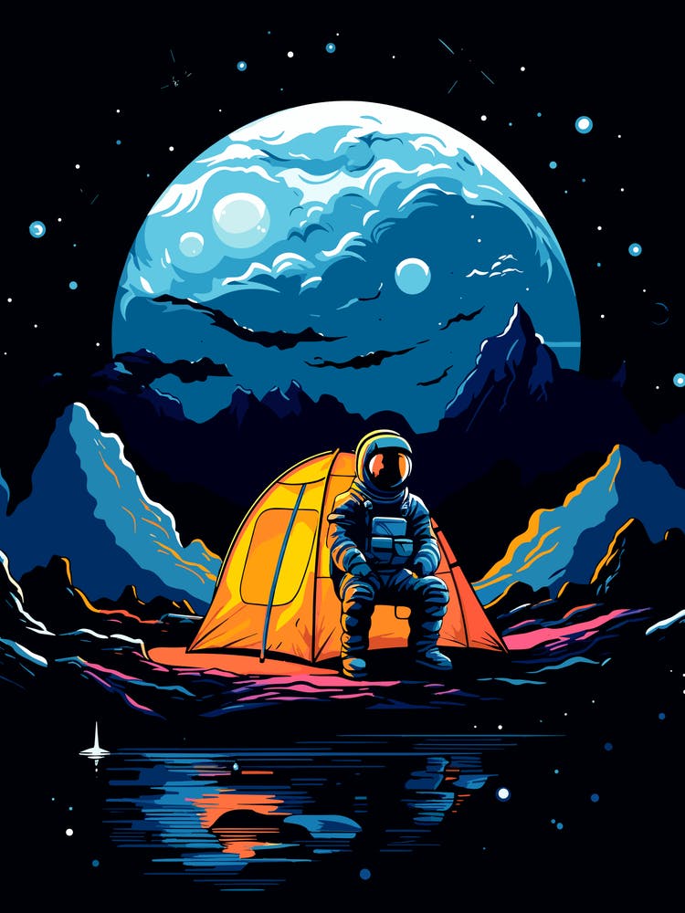 Astronaut camping On The Moon