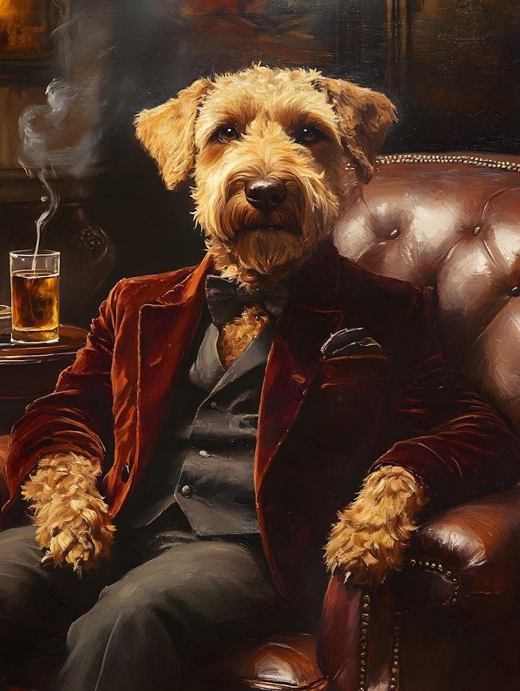 Eleganter Airedale an der Bar 18