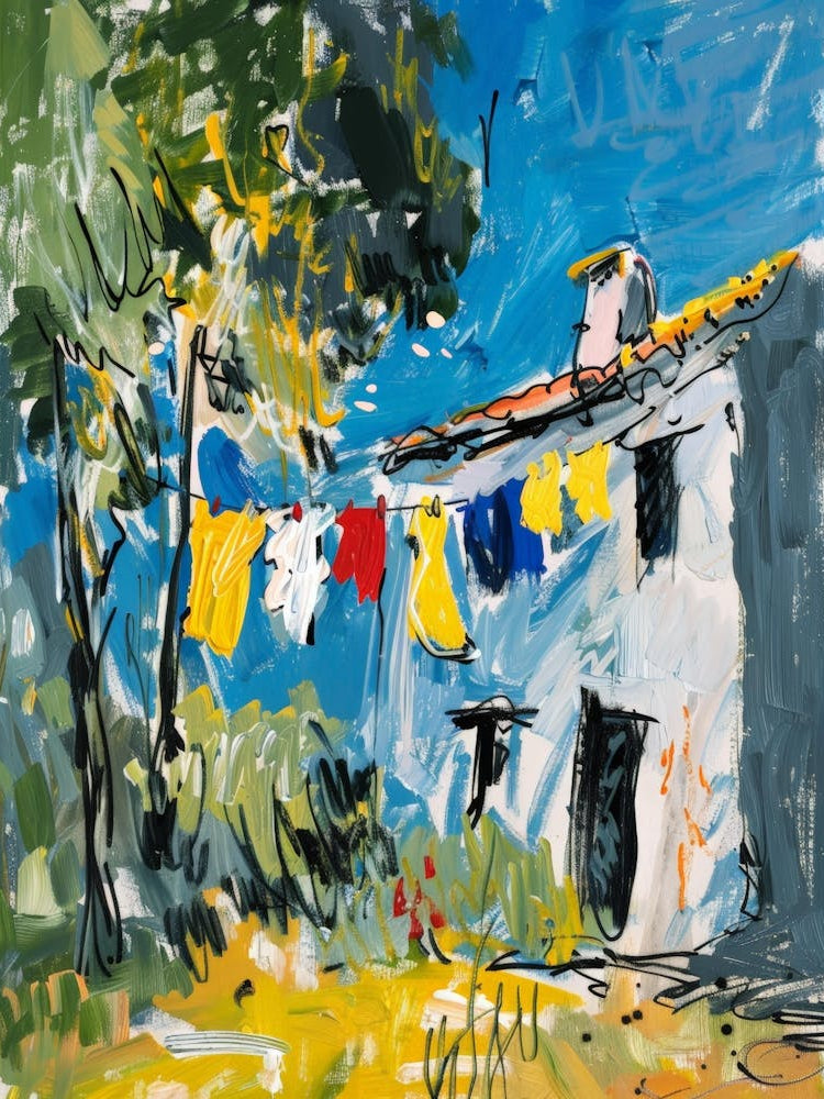 House With Clothes On The Line