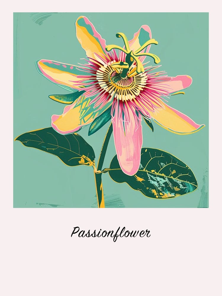 Passionflower Square Flower Illustration Poster