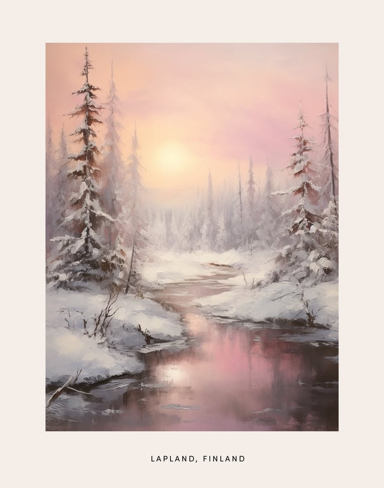 Dreamy Winter Painting Poster Lapland Finland 2
