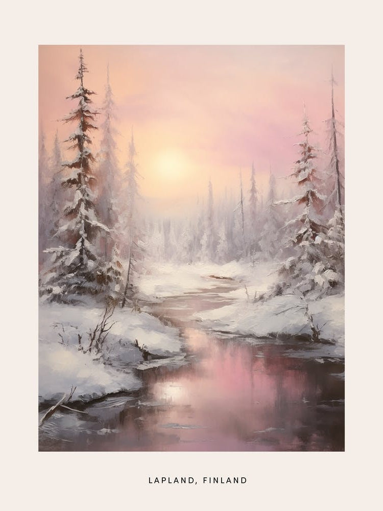 Dreamy Winter Painting Poster Lapland Finland 2