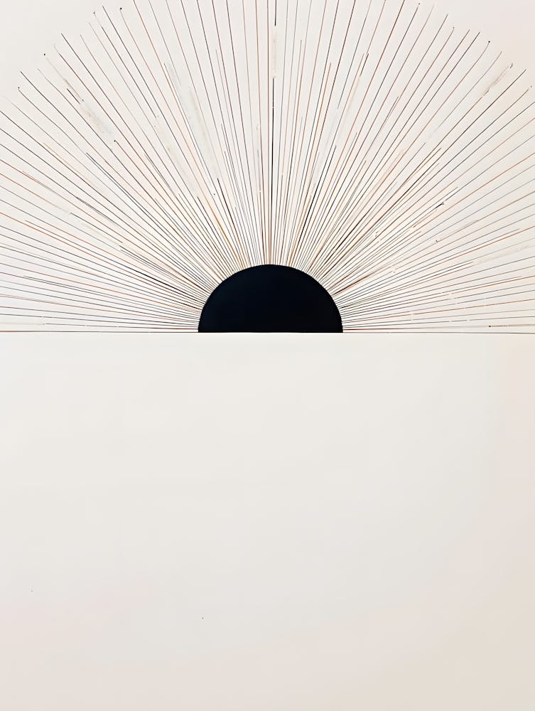 Sunburst: Black and White Geometric Art with Radiating Lines