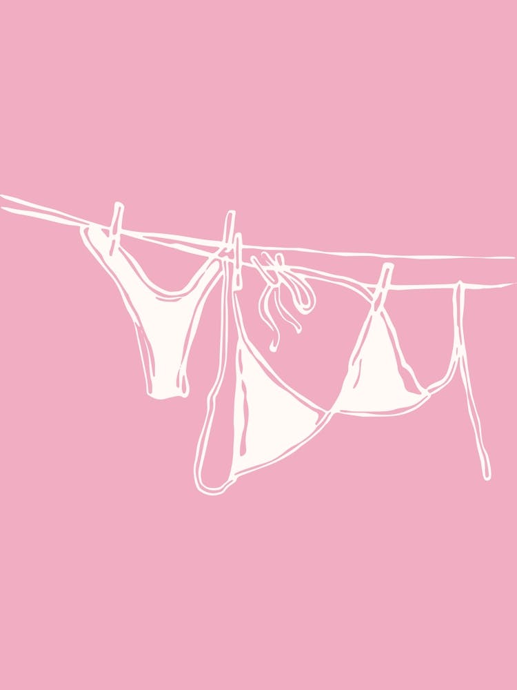 Pink Bikinis On Clothesline