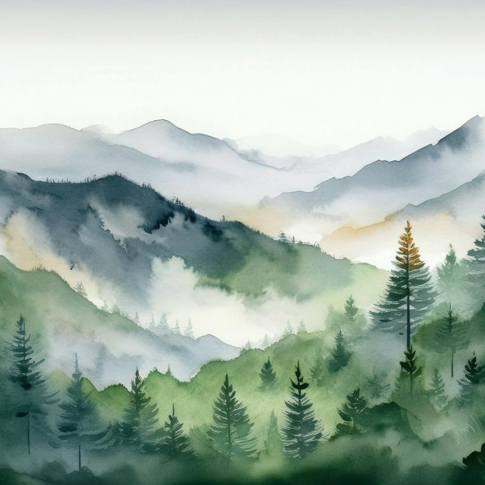 Appalachian Mountains Misty Pine Trees Art Painting, Vintage Landscape, Vintage Landscape, Country Field Wall Art, Botanical Art Poster, Appalachian Mountains Forest Prints Pine Trees.
42