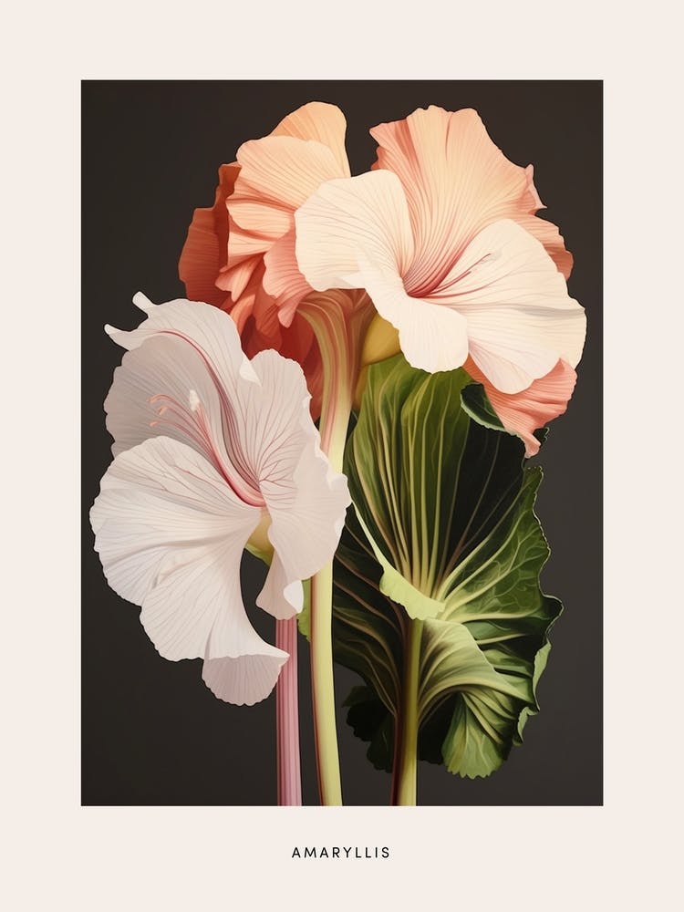 Flower Illustration Amaryllis 2 Poster