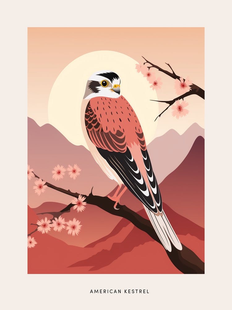 Minimalist American Kestrel 1 Bird Poster