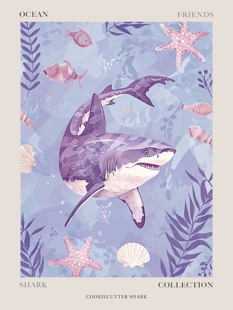 Purple Cookiecutter Shark Illustration 4 Poster