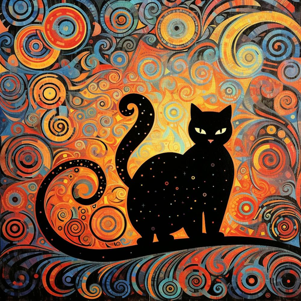 Black Cat With Swirls