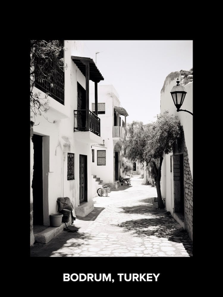 Poster Of Bodrum, Turkey, Mediterranean Black And White Photography Analogue 2