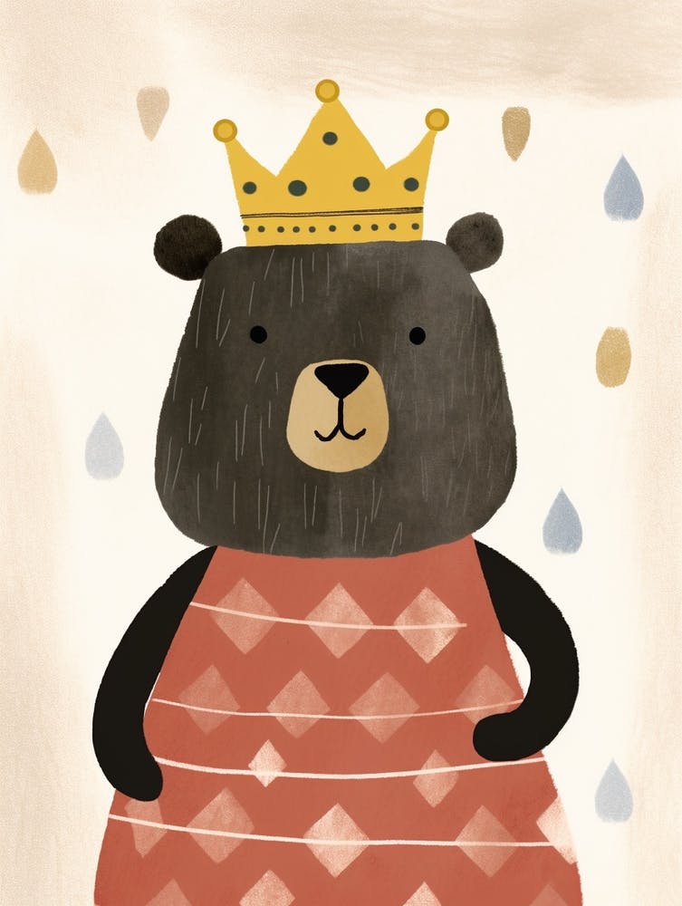 Little Black Bear 5 Wearing A Crown