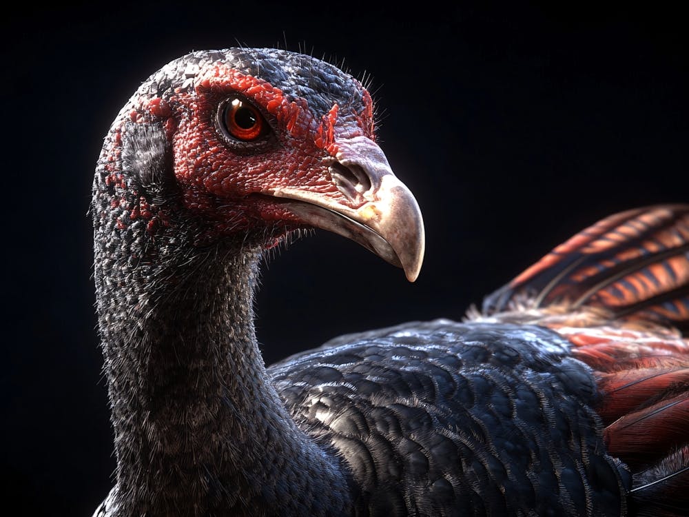 Turkey Head on Black