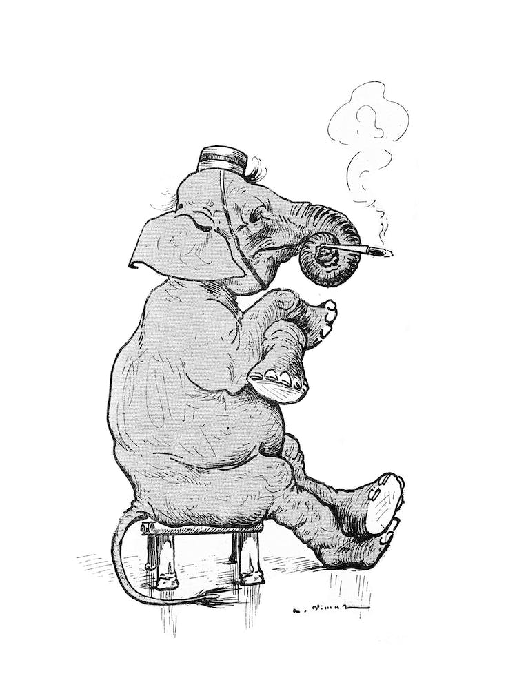 Smoking Elephant, Auguste Vimar