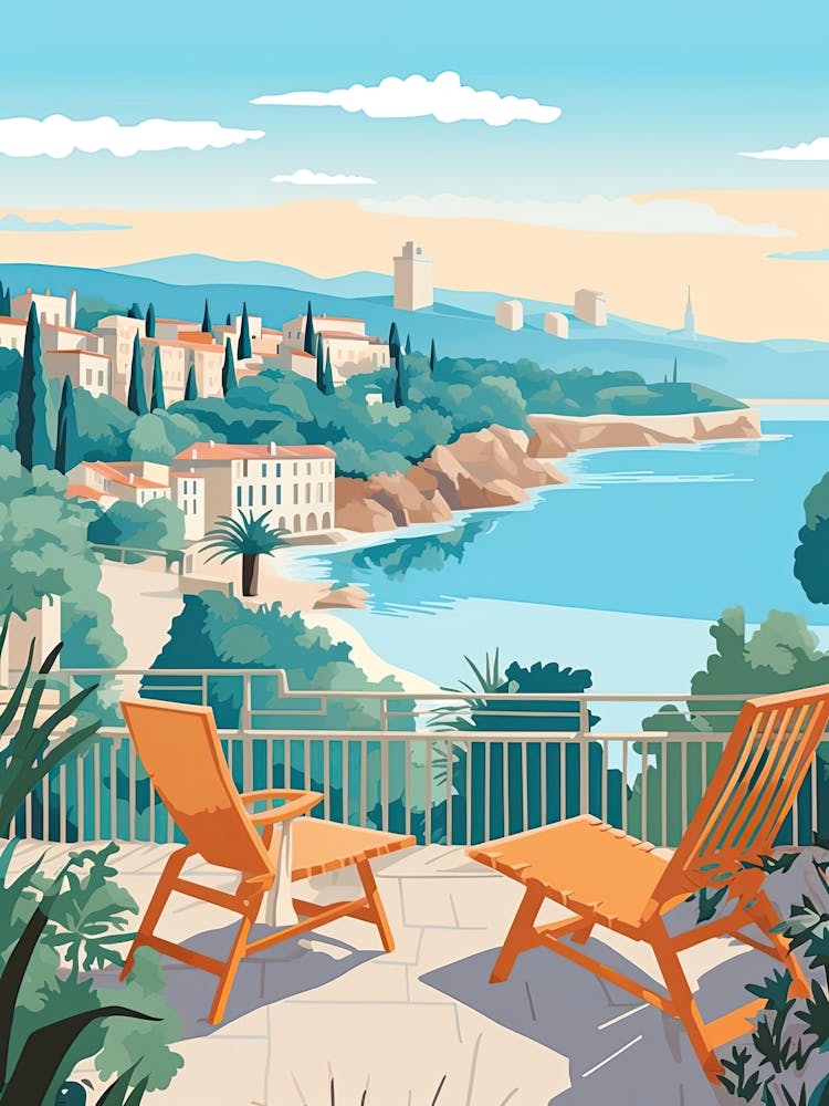 French Riviera, France, Graphic Illustration 4