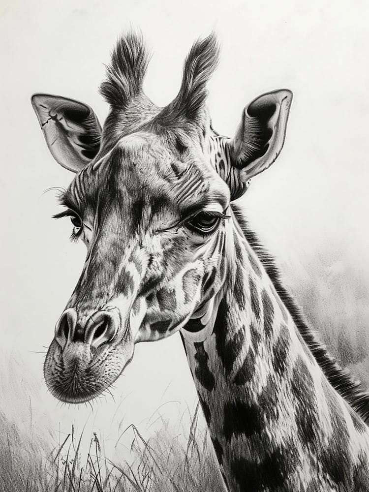 Pencil Portrait Of A Giraffe