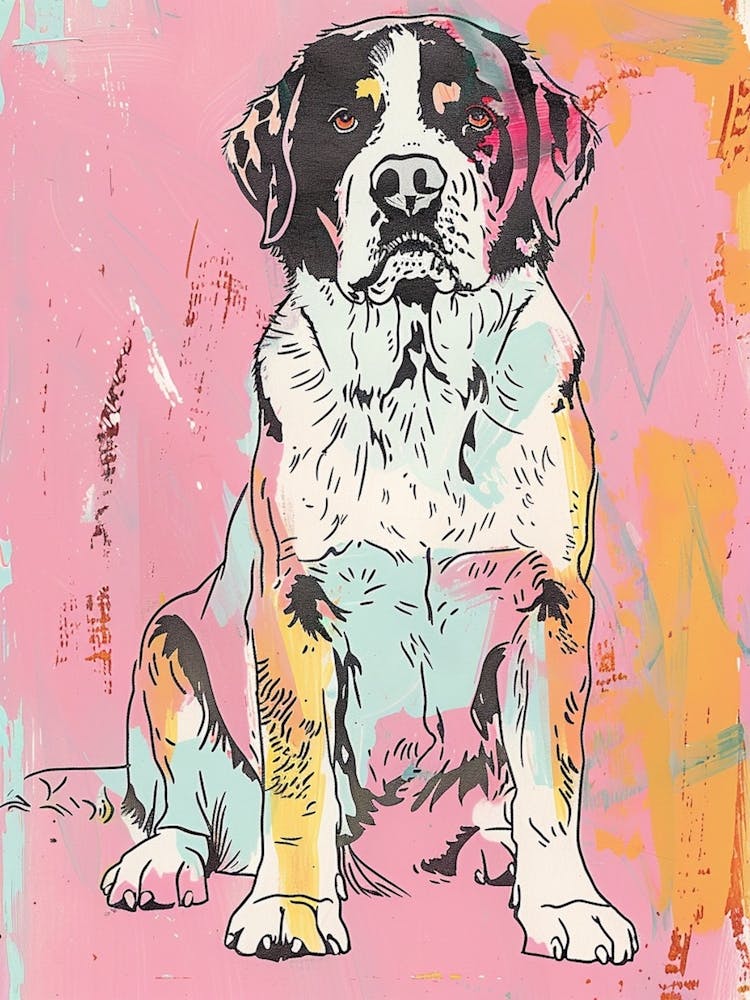 Greater Swiss Mountain Dog Dog Pastel Line Watercolour Illustration  3