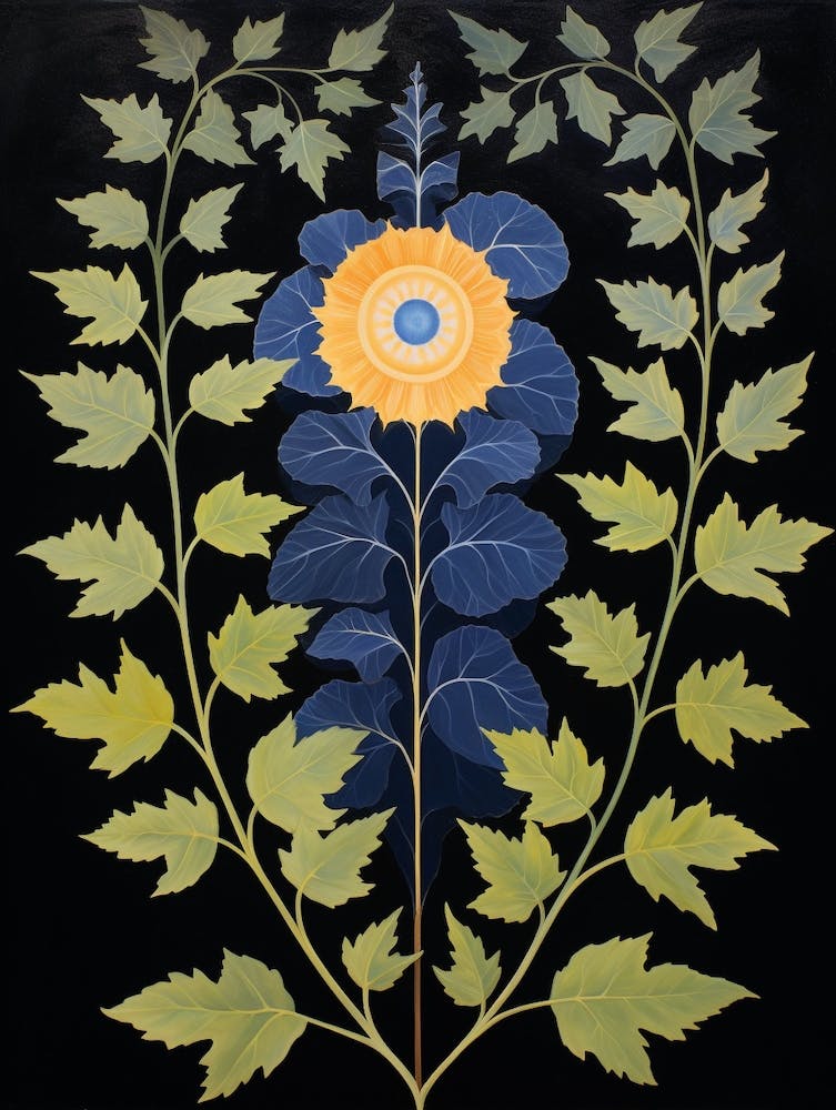 Delphinium 2 Hilma Af Klint Inspired Flower Illustration