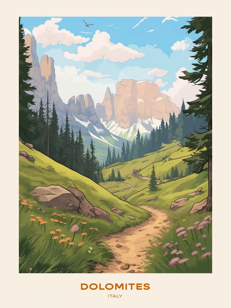 Dolomites Alta Via Italy 1 Hike Poster