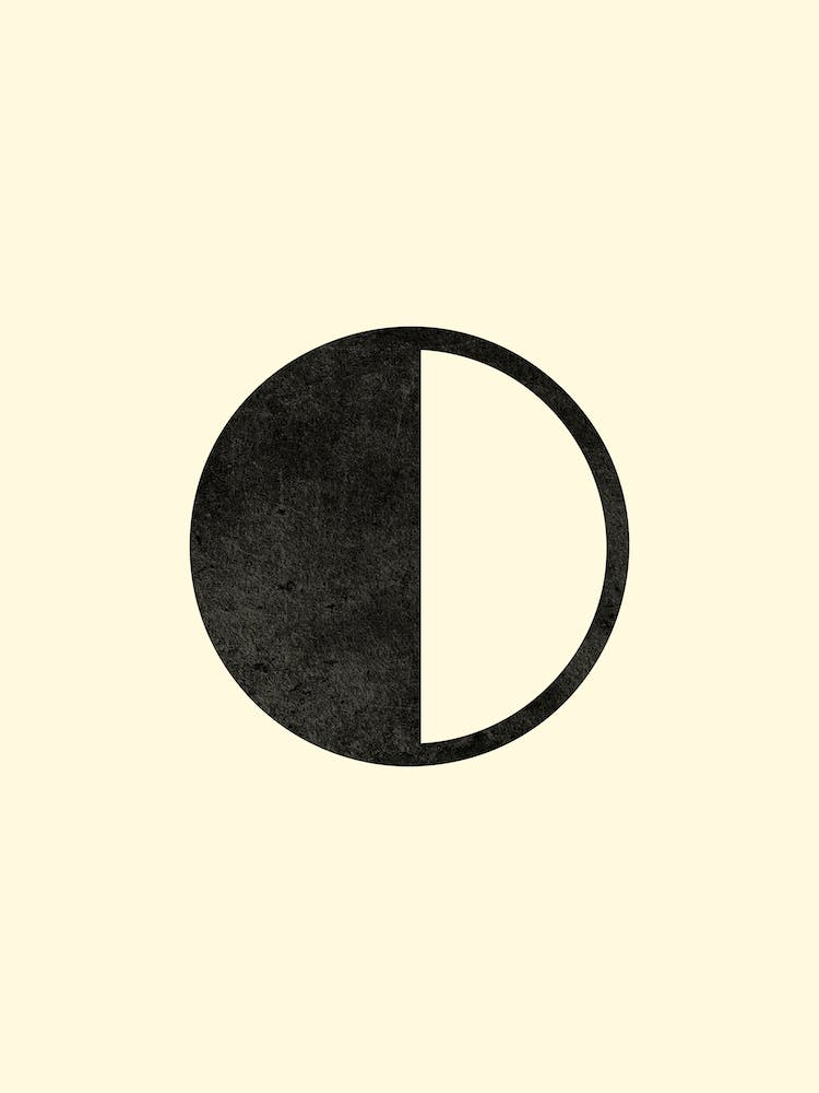 Minimal Quarter Moon Phase In Beige
